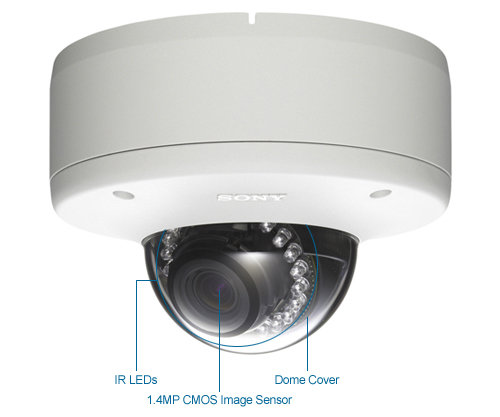 sony snc-dh160 720p hd vandal resistant minidome security camera (ir day/night)