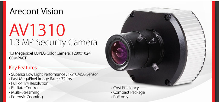 arecont vision av1310 1.3 mp security camera