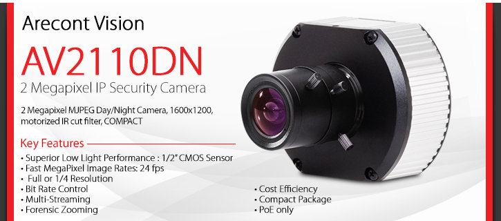 arecont vision av2110dn 2 megapixel ip security camera