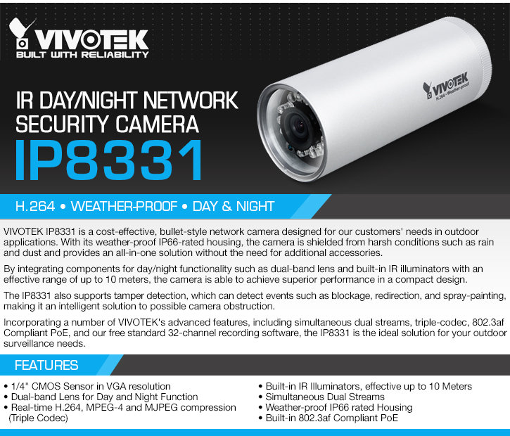 vivotek ip8331 ir day/night ip security camera