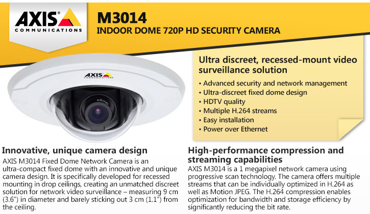 axis m3014 indoor dome 720p hd security camera