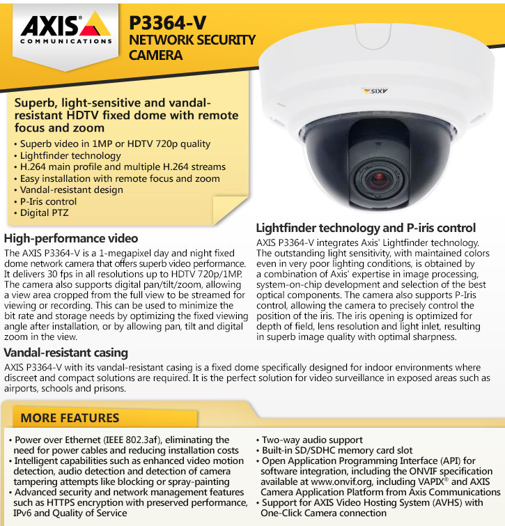 axis p3364-v ip security camera