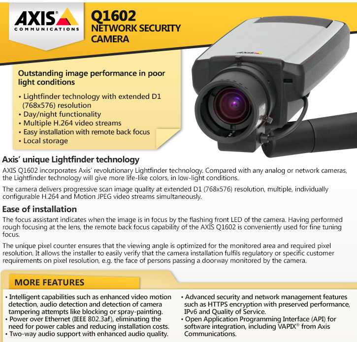 axis q1602 ip security camera