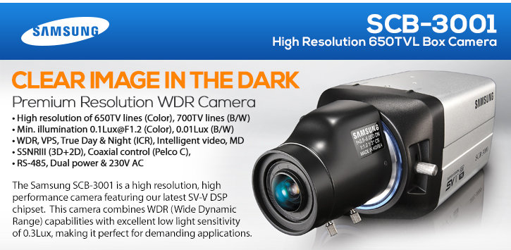 samsung scb-3001 high resolution 650tvl box camera