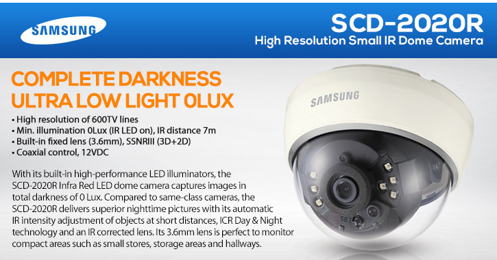 samsung scd-2020r 600tvl ir dome security camera