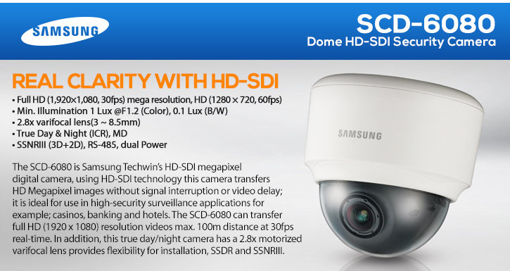 samsung scd-6080 dome hd-sdi security camera