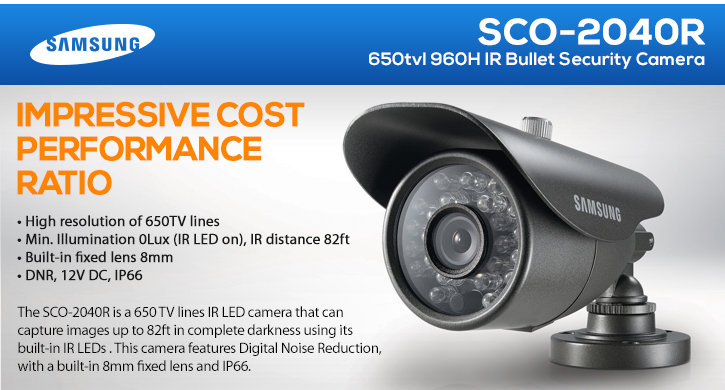 samsung sco-2040r 650tvl 960h ir bullet security camera