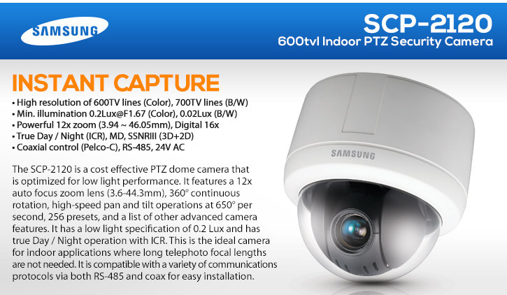samsung scp-2120 600tvl indoor ptz security camera