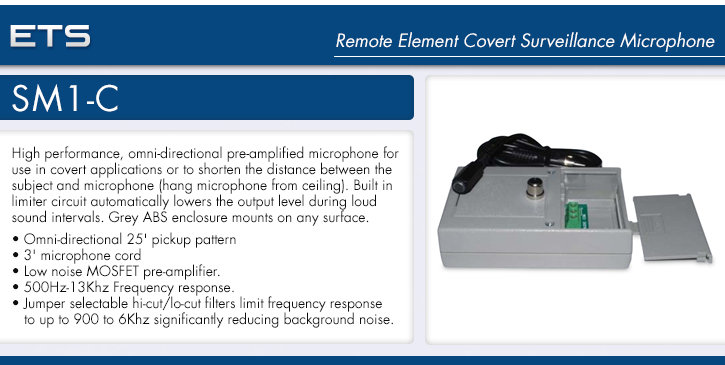 ets sm1-c remote element covert surveillance microphone