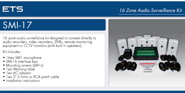 ets smi-17 16 zone audio surveillance kit