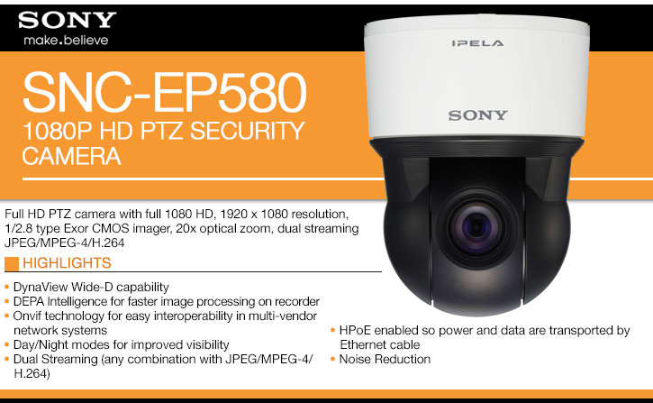 sony snc-ep580 1080p hd ptz security camera