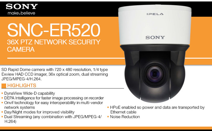 sony snc-er520 36x ptz ip security camera