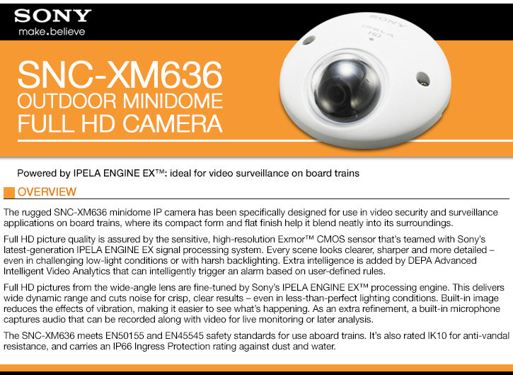 sony snc-xm636 1080p hd outdoor minidome ip security camera