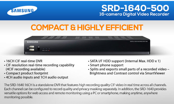 samsung srd-1640 16-camera 500gb digital video recorder