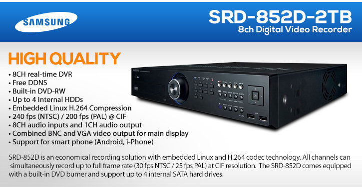 samsung srd-852d 8ch digital video recorder (2tb storage)