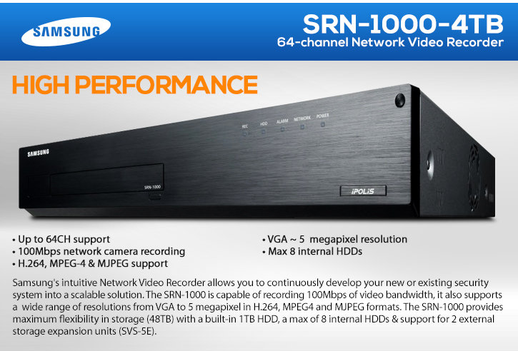samsung srn-1000 64-channel 4tb network video recorder