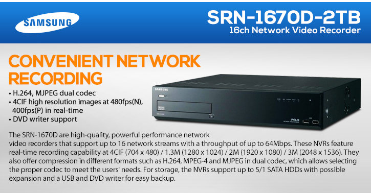 samsung srn-1670d 16ch 2tb network video recorder
