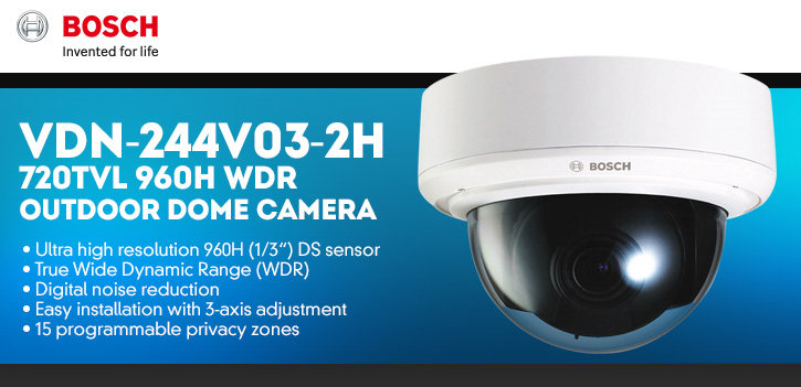 bosch vdn-244v03-2h 720tvl 960h wdr outdoor dome camera