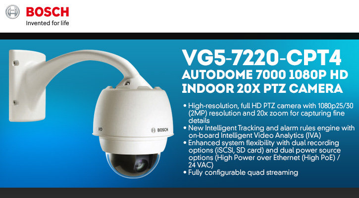 bosch vg5-7220-cpt4 autodome 7000 1080p hd indoor 20x ptz camera