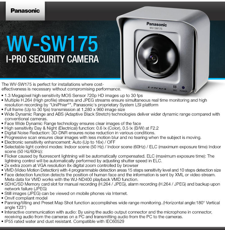 panasonic wv-sw175 i-pro security camera