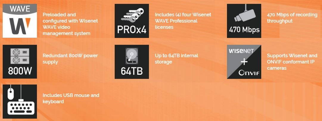 Samsung WRR-5301-8TB Wisenet WAVE Network Video Recorder - 8TB HDD Included