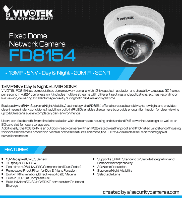 VIVOTEK FD8167A 防犯カメラ 4台セット Vivotek FD8154 Indoor Dome IP Security Camera discontinued