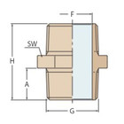Guidi Brass Hex Equal Nipple Taper (1/2") 