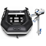 Harrington Marine Harrington Pro Slatted Floor Inflatable Dinghy (Black) with ePropulsion Spirit 1.0 1kW (3hp) Electric Outboard Motor  