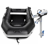 Harrington Marine Harrington Lightweight Pro Air Floor Inflatable Dinghy (Black) with ePropulsion Spirit 1.0 1kW (3hp) Electric Outboard Motor  
