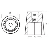  Tecnoseal Aluminium Beneteau/Radice Conical Propeller Nut Anode 