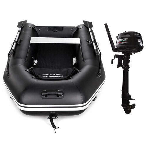 Harrington Marine Harrington Lightweight Pro Air Floor Inflatable Dinghy (Black) with Mercury Short Shaft Outboard Engine  