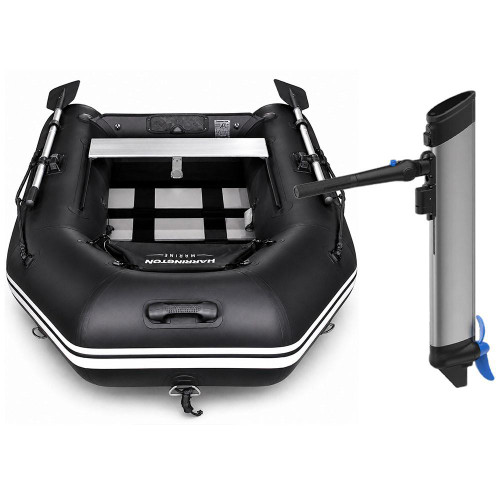Harrington Marine Harrington Pro Slatted Floor Inflatable Dinghy (Black) with ePropulsion eLite 500W (1.5hp) Electric Outboard Motor  