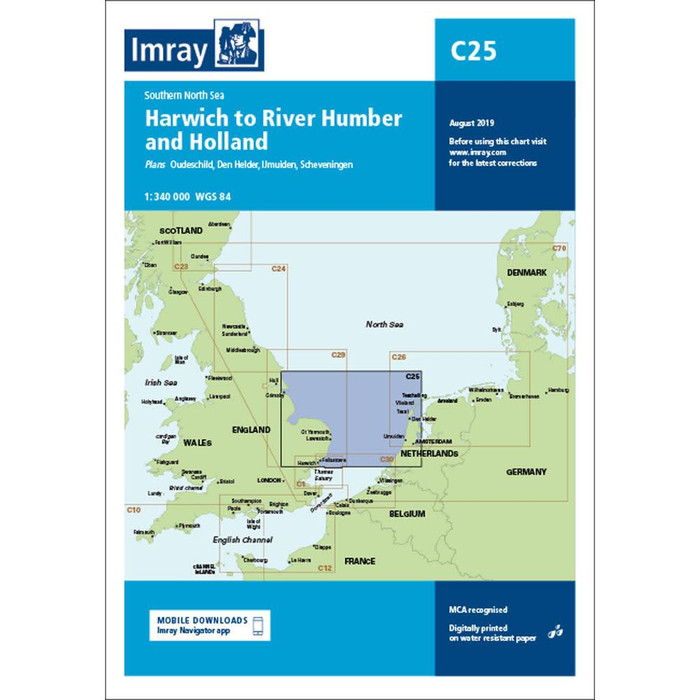  Imray C25 Southern North Sea - Harwich to River Humber and Holland Charts 