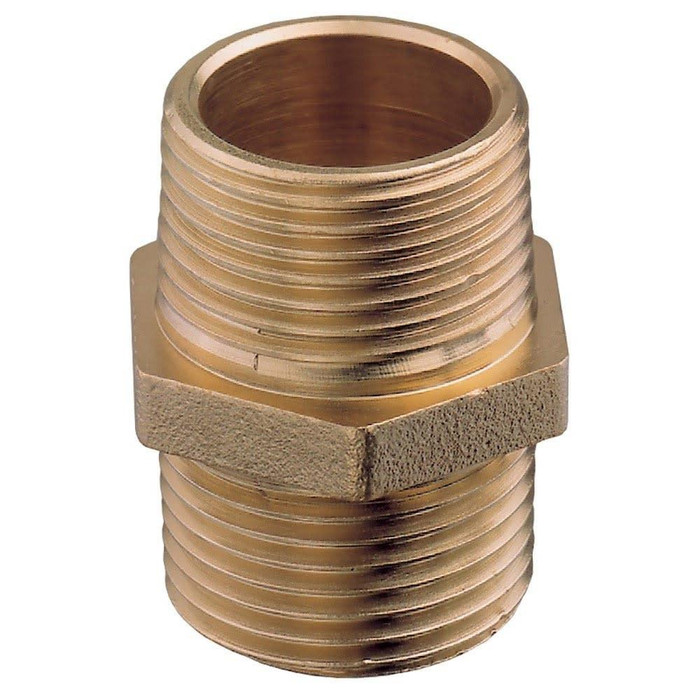 Guidi Brass Hex Equal Nipple Taper (1/2") 