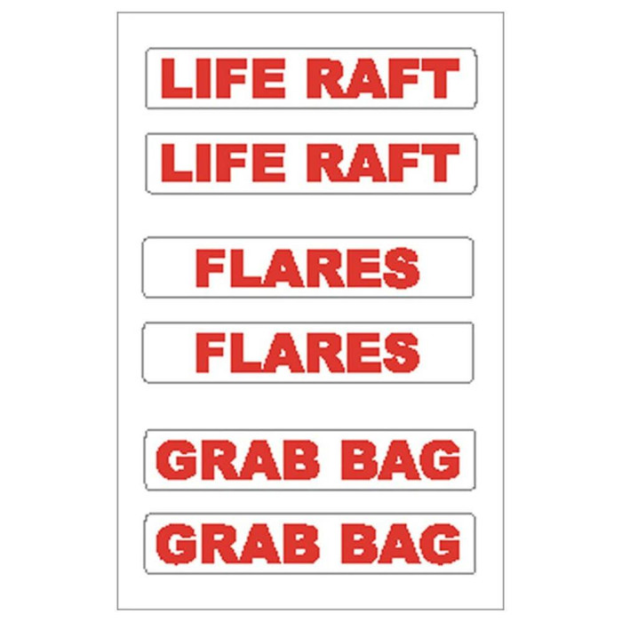 Nauticalia Life Raft, Flares & Grab Bag Label Sticker 
