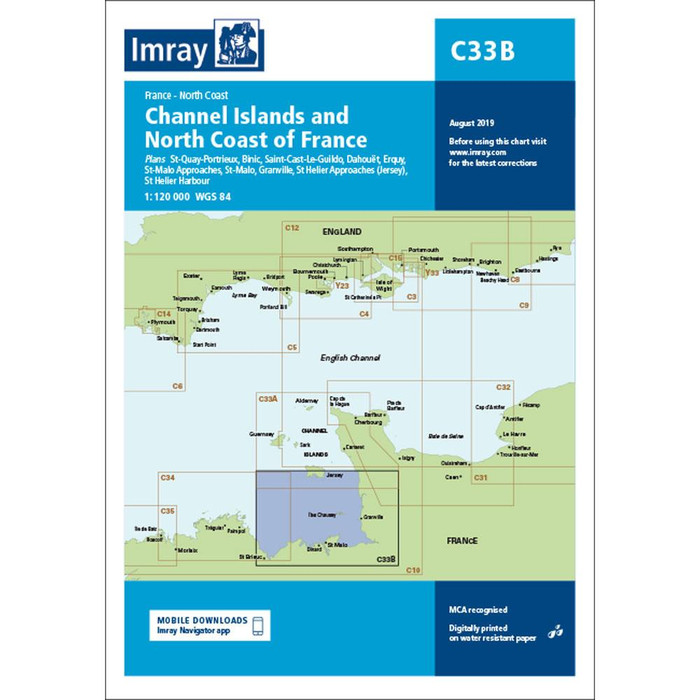  Imray C33B Channel Islands (South) and North Coast of France Charts 