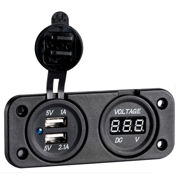 Pirates Cave Value Digital Voltmeter & Dual USB Port 4.8A 