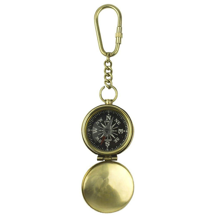 Nauticalia Brass Lidded Compass Keyring 