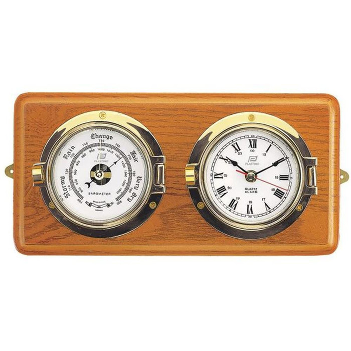  Plastimo 3" Clock & Barometer Mounted Set On Board 
