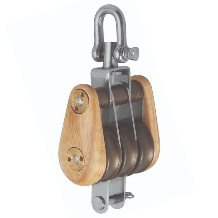  Barton Classic Wooden Victory Triple Swivel & Becket Block 