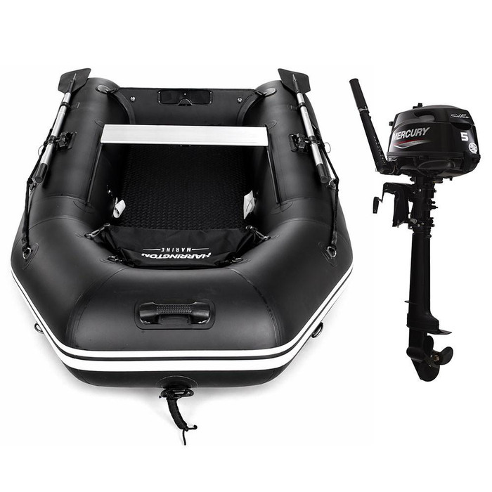 Harrington Marine Harrington Lightweight Pro Air Floor Inflatable Dinghy (Black) with Mercury Short Shaft Outboard Engine  