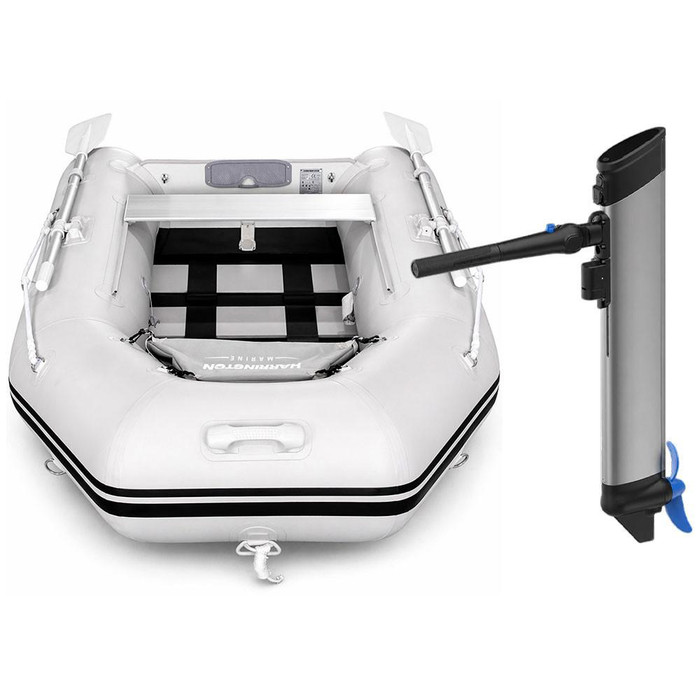 Harrington Marine Harrington Pro Slatted Floor Inflatable Dinghy (Grey) with ePropulsion eLite 500W (1.5hp) Electric Outboard Motor  