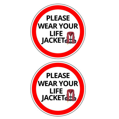 Please Wear Life Jacket Label Sticker - Pirates Cave Chandlery