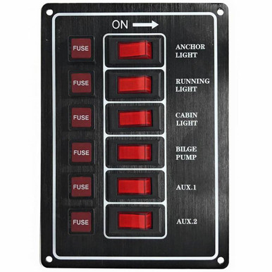 6 Position Switch Panel Black - Pirates Cave Chandlery