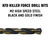 "M" HSS Black & Gold KFD Split Point Jobber Length Drill Bit, Killer Force Drill Bit