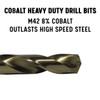3/8" Cobalt Heavy Duty Jobber Length Drill Bit, Drill America