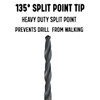 #22 HSS Split Point Jobber Length Drill Bit, Qualtech