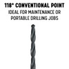 3/16" HSS Black Oxide Jobber Length Drill Bit, Drill America