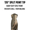 135 degree split point tip prevents drill from walking