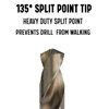 135 degree split point tip prevents drill from walking